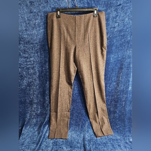 Akris Brown Gray Wool Pants Women 10 12 Office Trousers - Picture 1 of 8